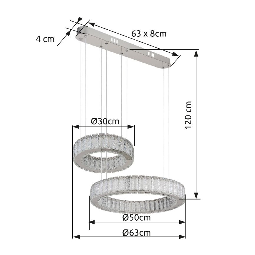 Globo - LED regulējams lustra ar vadu LED/80W/230V 2700-6000K + tālvadības pults