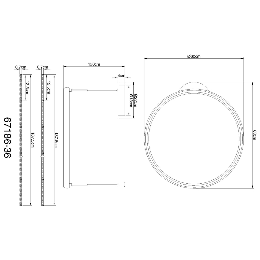 Globo - LED Aptumšojama lustra ar auklu LED/36W/230V 2700-6000K melna + tālvadības pults