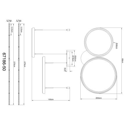 Globo - LED Aptumšojama lustra ar auklu LED/50W/230V 2700-6000K melna + tālvadības pults