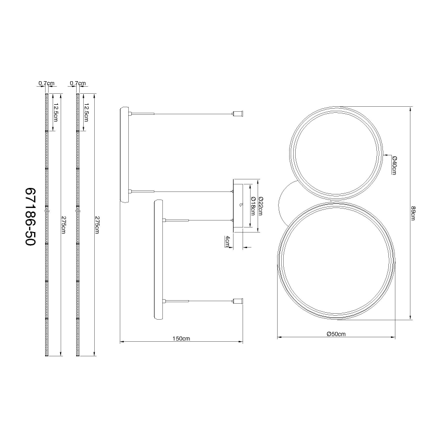 Globo - LED Aptumšojama lustra ar auklu LED/50W/230V 2700-6000K melna + tālvadības pults
