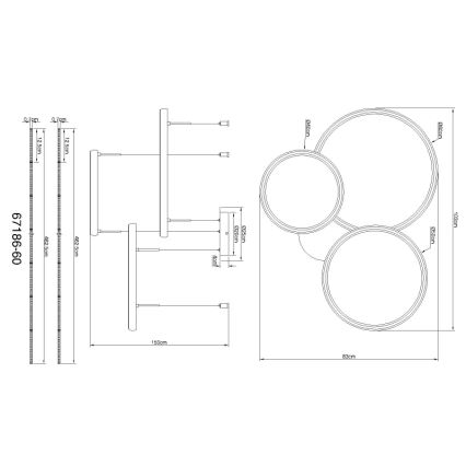 Globo - LED Aptumšojama lustra ar auklu LED/55W/230V 2700-6000K melna + tālvadības pults