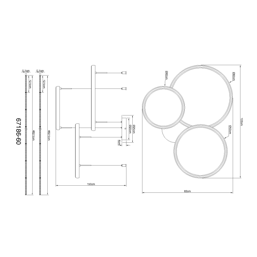 Globo - LED Aptumšojama lustra ar auklu LED/55W/230V 2700-6000K melna + tālvadības pults