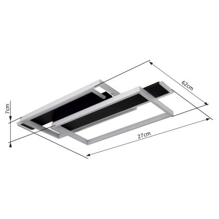 Globo - LED Griestu lampa LED/40W/230V 62x27 cm matēts hroms/melna