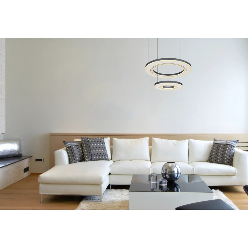 Globo - LED Aptumšojama lustra ar auklu LED/50W/230V 2700-6000K d. 50 cm melna + tālvadības pults