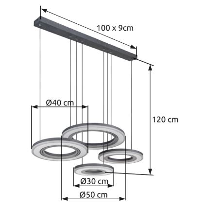 Globo - LED Aptumšojama lustra ar auklu LED/80W/230V 2700-6000K melna + tālvadības pults