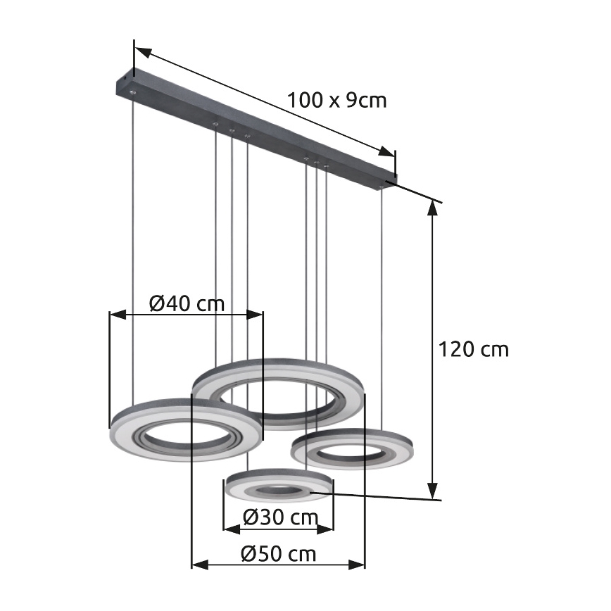 Globo - LED Aptumšojama lustra ar auklu LED/80W/230V 2700-6000K melna + tālvadības pults