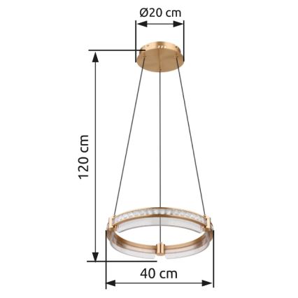 Globo - LED Aptumšojama kristāla lustra ar auklu LED/36W/230V 2700K-6000K + tālvadības pults