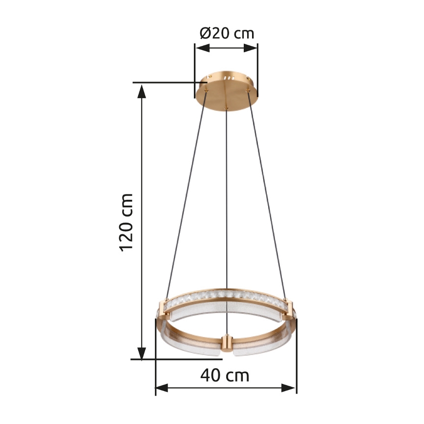 Globo - LED Aptumšojama kristāla lustra ar auklu LED/36W/230V 2700K-6000K + tālvadības pults