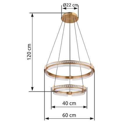 Globo - LED Aptumšojama kristāls lustra ar auklu LED/78W/230V 2700K-6000K + tālvadības pults