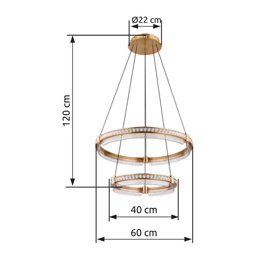 Globo - LED Aptumšojama kristāls lustra ar auklu LED/78W/230V 2700K-6000K + tālvadības pults