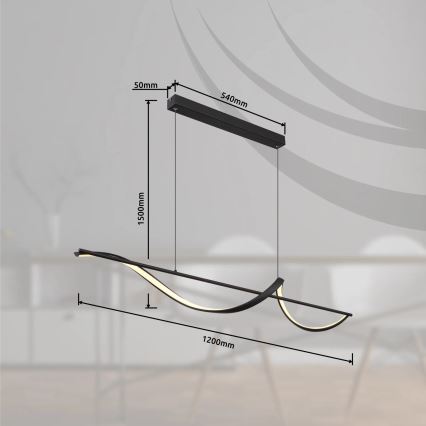 Globo - LED Lustra ar auklu LED/24W/230V 3000K melna
