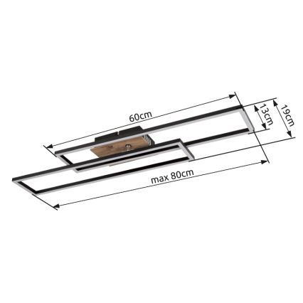 Globo - LED Griestu lampa LED/30W/230V 3000K 60x80 cm melna