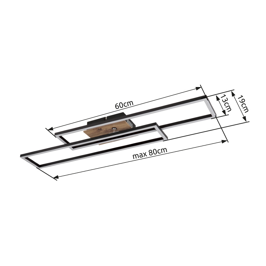Globo - LED Griestu lampa LED/30W/230V 3000K 60x80 cm melna