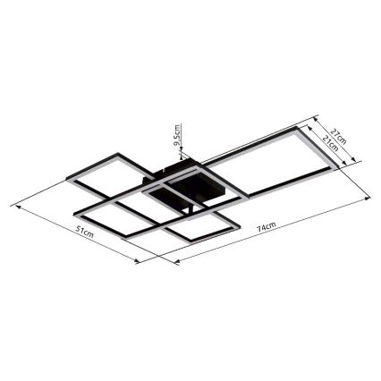 Globo - LED Aptumšojama griestu lampa LED/40W/230V 2700-6500K 51x74 cm Wi-Fi Tuya + tālvadības pults
