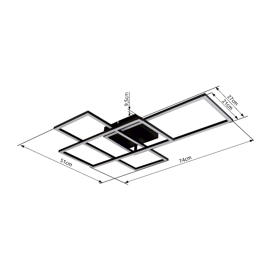 Globo - LED Aptumšojama griestu lampa LED/40W/230V 2700-6500K 51x74 cm Wi-Fi Tuya + tālvadības pults