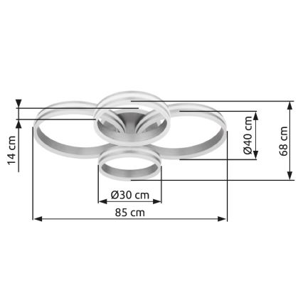 Globo - LED regulējams griestu gaismeklis LED/90W/230V 2700-6000K 68x85 cm + tālvadības pults