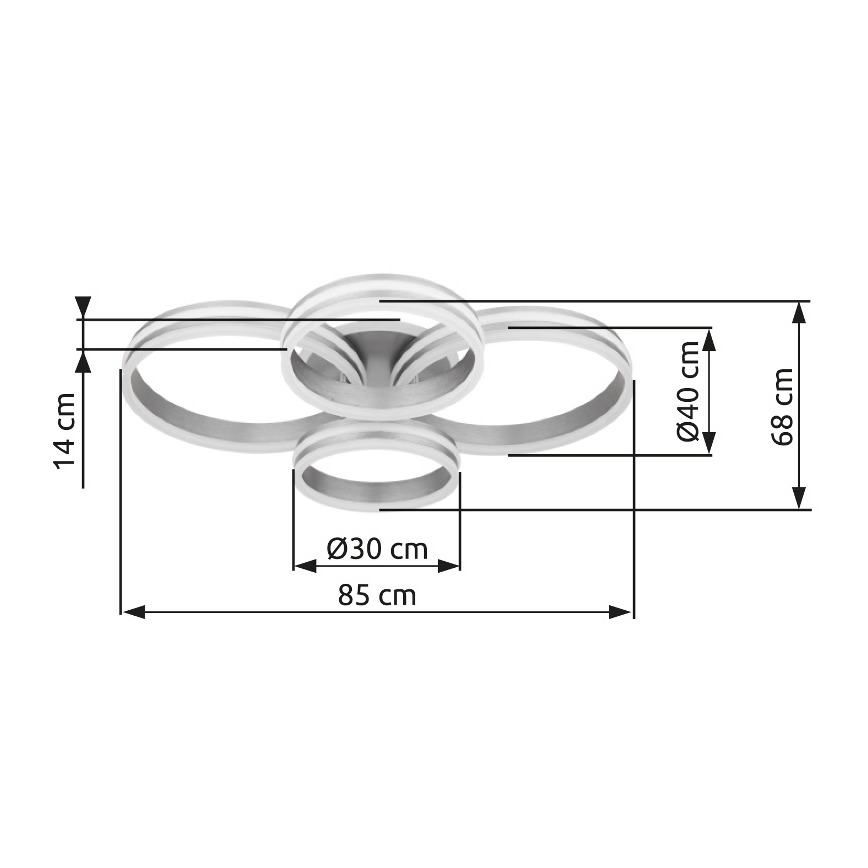 Globo - LED regulējams griestu gaismeklis LED/90W/230V 2700-6000K 68x85 cm + tālvadības pults