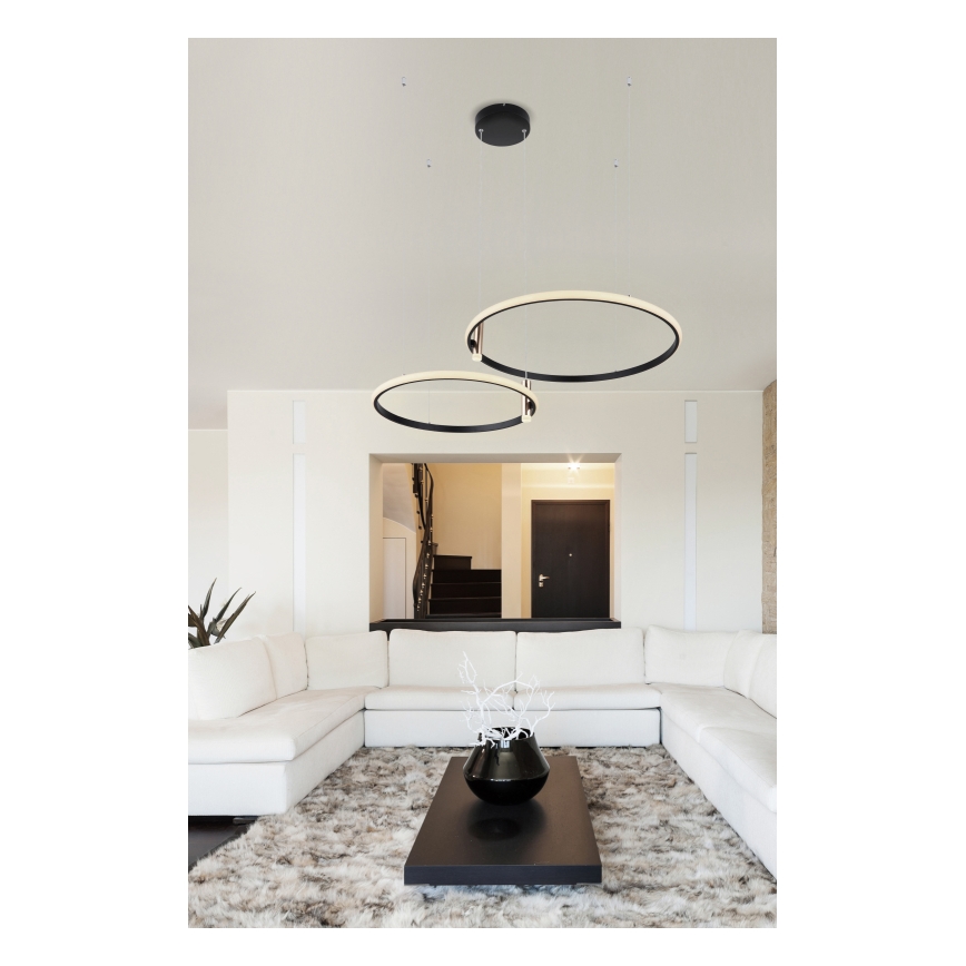 Globo - LED Aptumšojama lustra ar auklu LED/55W/230V 2700-6000K melna + tālvadības pults