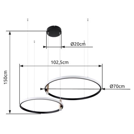 Globo - LED Aptumšojama lustra ar auklu LED/55W/230V 2700-6000K melna + tālvadības pults