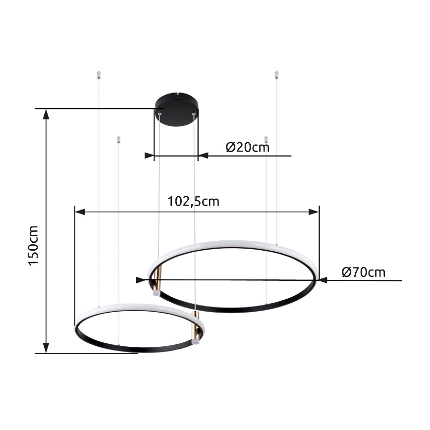 Globo - LED Aptumšojama lustra ar auklu LED/55W/230V 2700-6000K melna + tālvadības pults