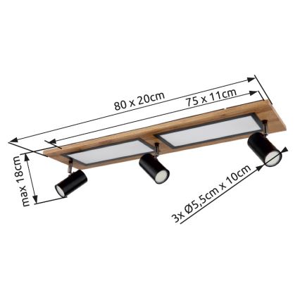 Globo - LED Starmetis LED/24W/230V + 3xGU10/5W