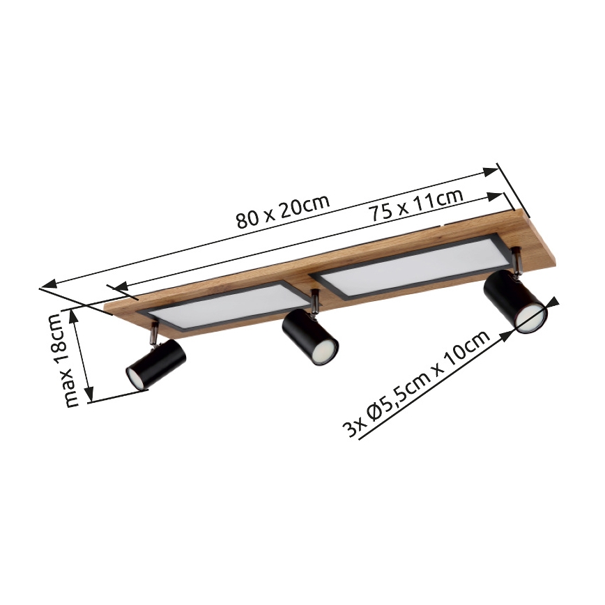 Globo - LED Starmetis LED/24W/230V + 3xGU10/5W