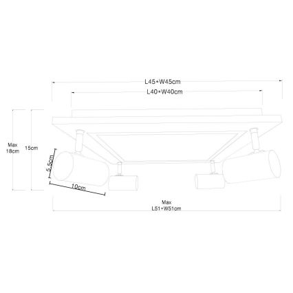 Globo - LED Starmetis 4xGU10/5W/230V + LED/24W/230V