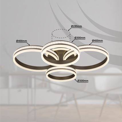 Globo - LED Aptumšojama griestu lampa LED/90W/230V 2700K-6000K + tālvadības pults
