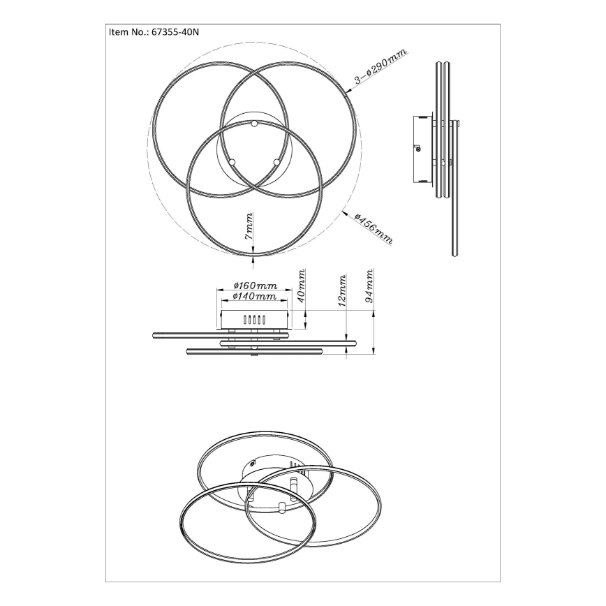 Globo - LED Griestu lampa LED/40W/230V 4000K d. 45,6 cm matēts hroms