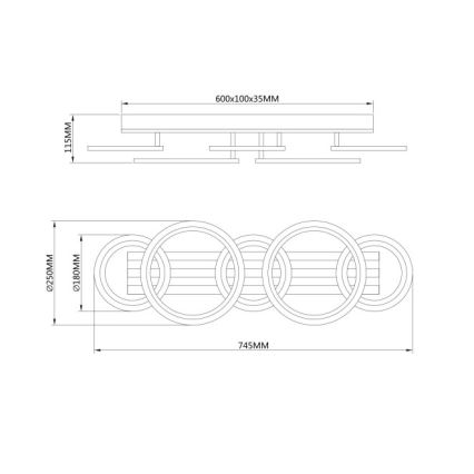 Globo - LED Griestu gaismeklis LED/34W/230V 3000/4200/600K 25x74,5 cm