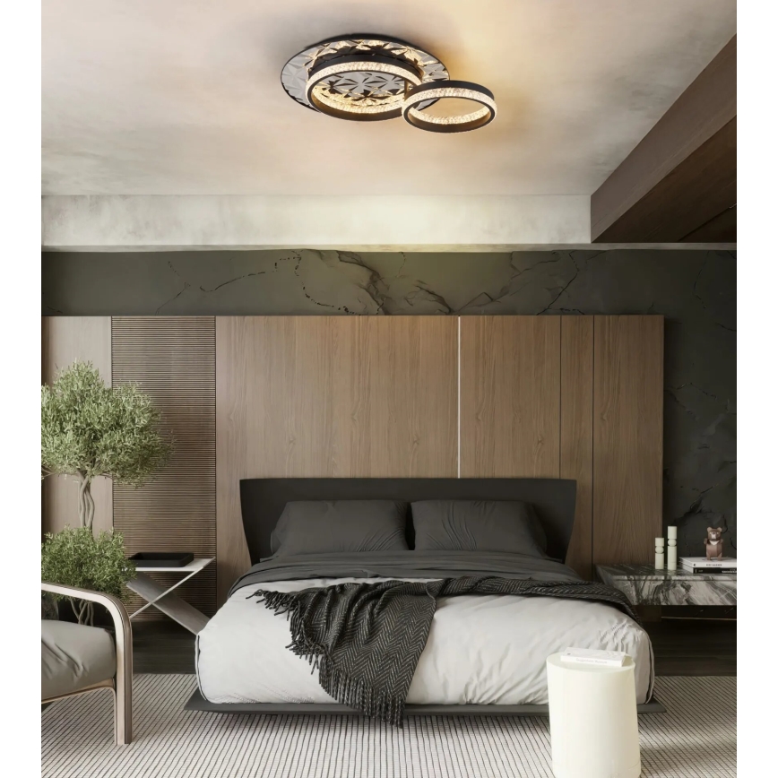 Globo - LED Griestu lampa LED/24W/230V 3000K 40x50,5 cm melna/spīdīgi hromēts