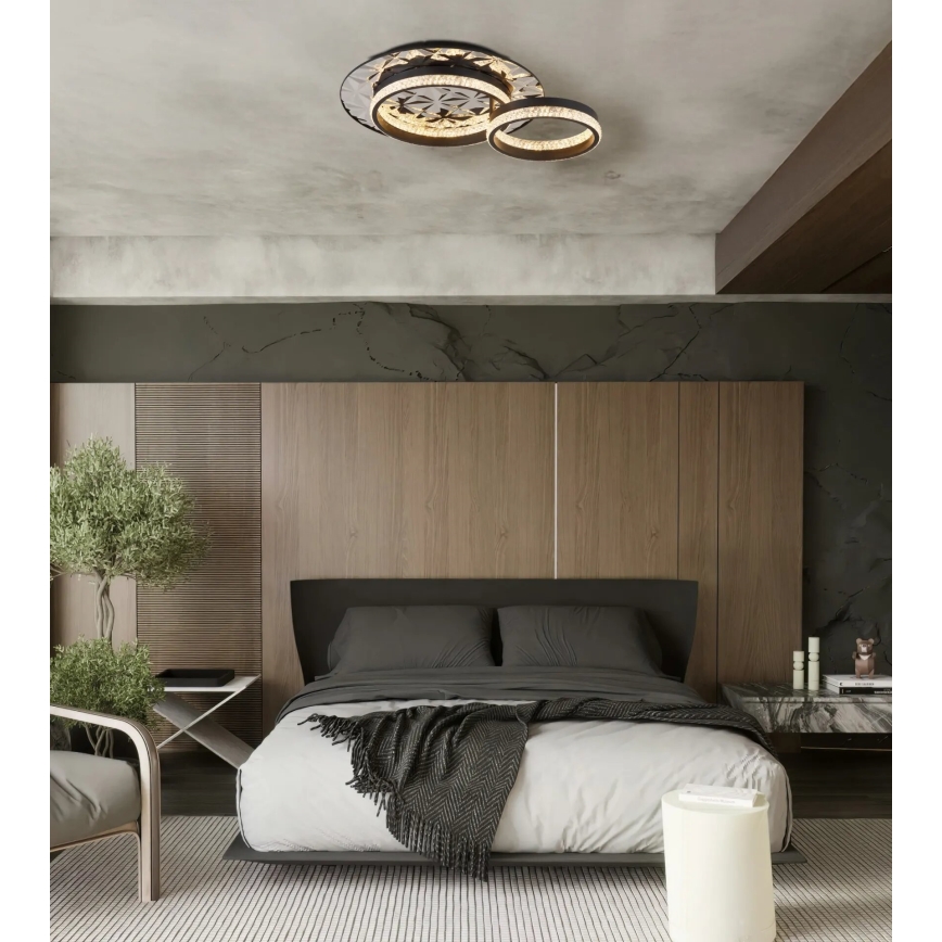 Globo - LED Griestu lampa LED/24W/230V 3000K 40x50,5 cm melna/spīdīgi hromēts
