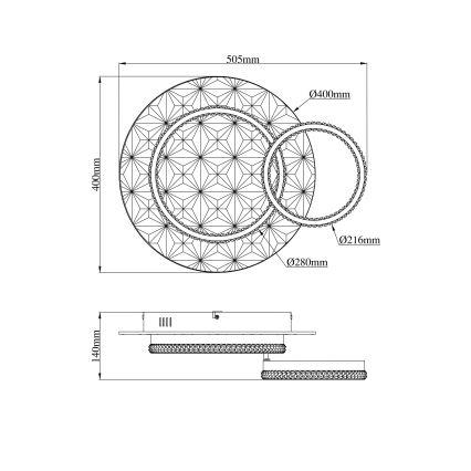 Globo - LED Griestu lampa LED/24W/230V 3000K 40x50,5 cm melna/spīdīgi hromēts