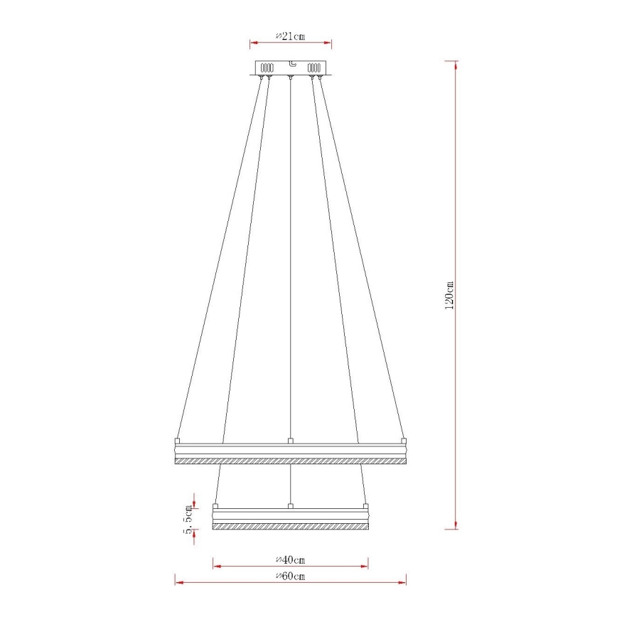 Globo - LED aptumšojama lustra uz kabeļa LED/60W/230V 2700-6000K + tālvadība