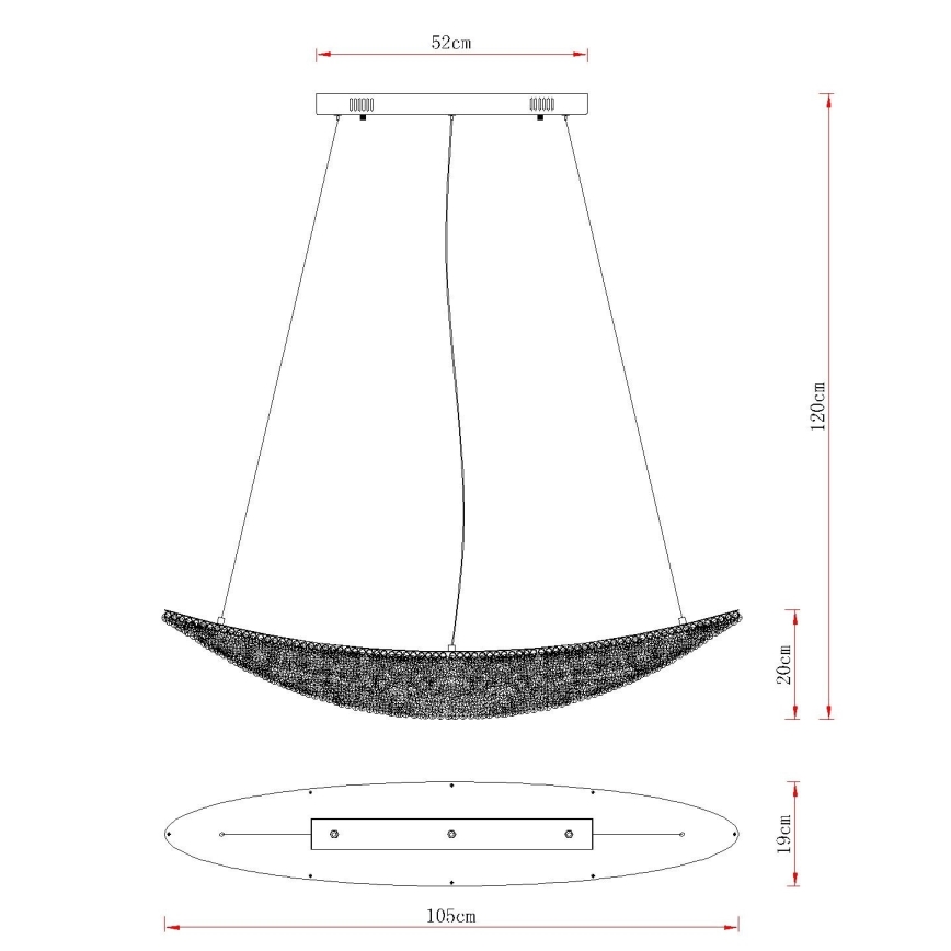 Globo - LED regulējama lustra uz troses LED/40W/230V 2700-6000K spīdīgs hroms + tālvadība