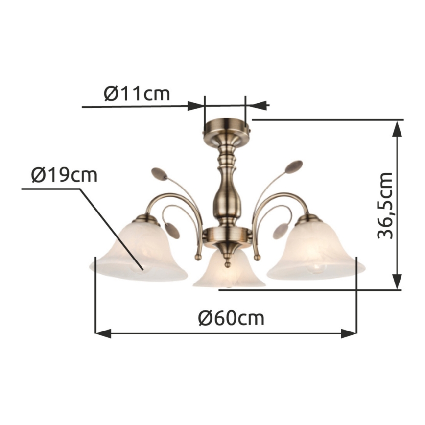 Globo - Griestu gaismeklis 3xE27/60W/230V