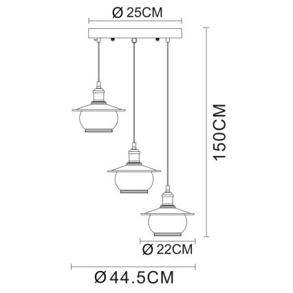 Globo - Piekarams gaismeklis 3xE27/60W/230V