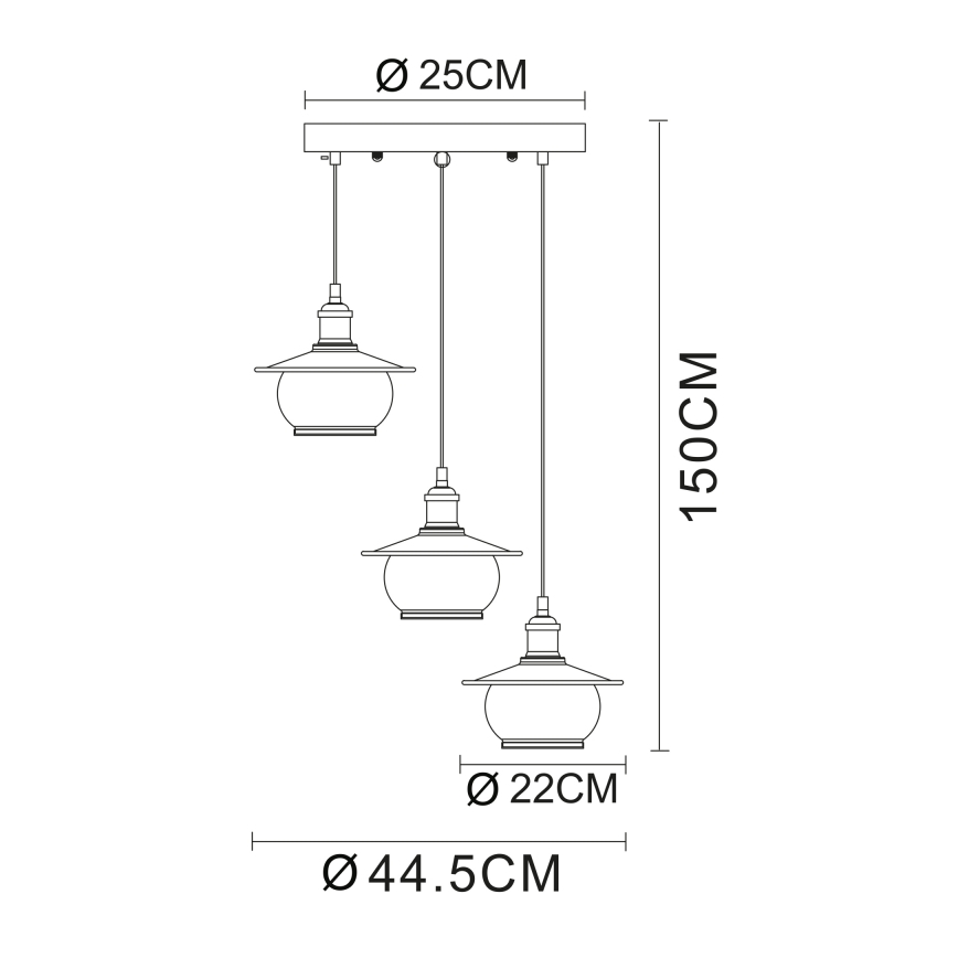 Globo - Piekarams gaismeklis 3xE27/60W/230V