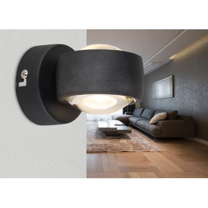 Globo - LED sienas gaismeklis LED/7W/230V 3000K melns