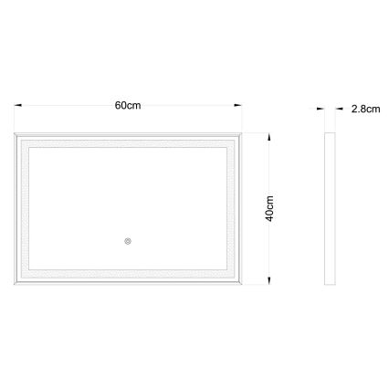 Globo - LED Aptumšojams sienas spogulis ar fona apgaismojumu LED/10W/230V 2700/4000/6500K 60x40 cm
