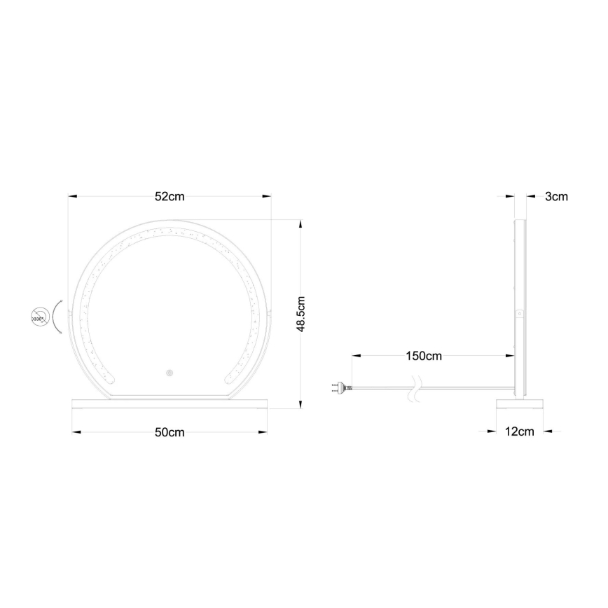 Globo - LED Aptumšojams sienas spogulis ar fona apgaismojums LED/10W/230V 2700/4000/6500K 12x48,5 cm