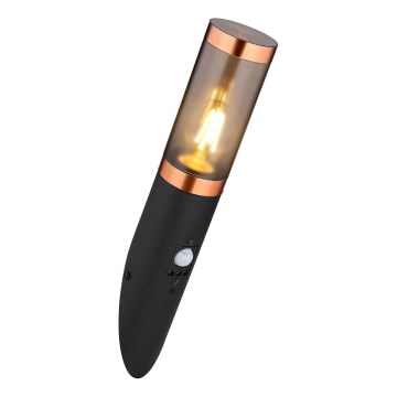 Globo - Āra sienas lampa ar sensoru 1xE27/15W/230V IP44 melna/varš