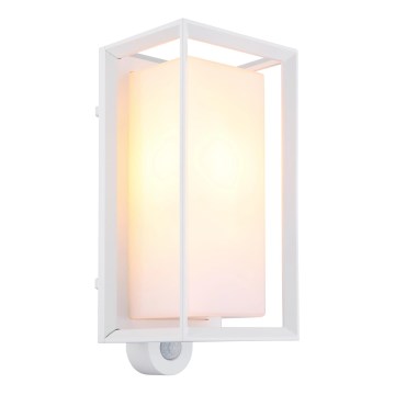 Globo - Āra sienas lampa ar sensoru 1xE27/60W/230V IP44 balta