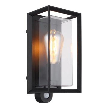 Globo - Āra sienas lampa ar sensoru 1xE27/60W/230V IP44 melna