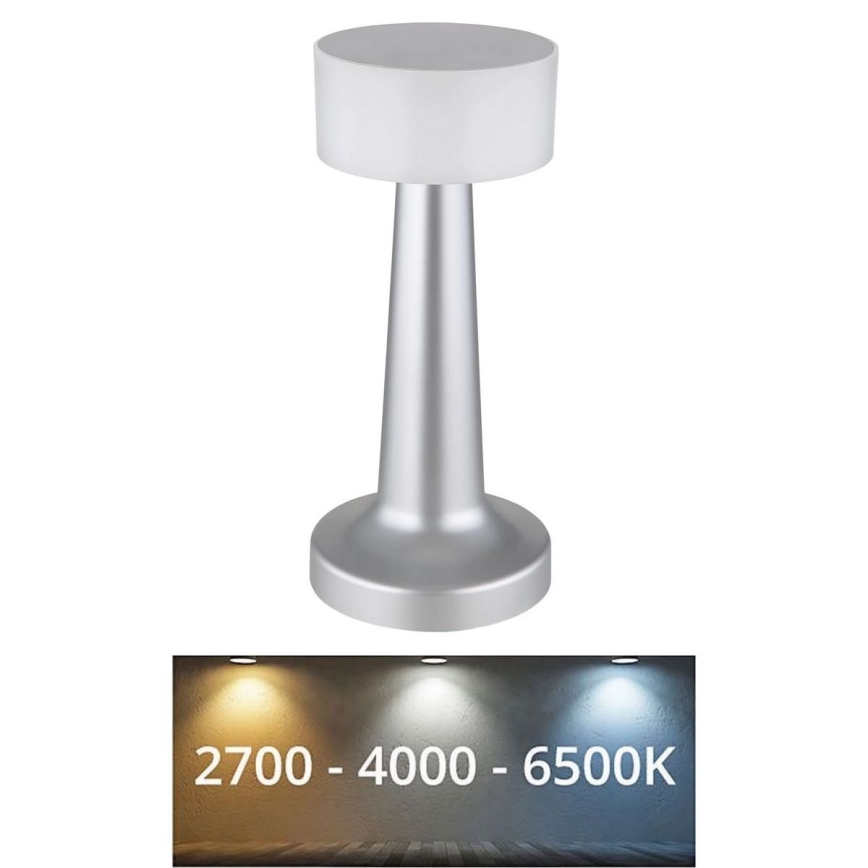 Globo - LED Aptumšojama skārienvadāma galda lampa LED/1W/3,7V 2700K/4000K/6500K 800 mAh USB matēts hroms