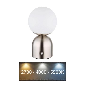 Globo - LED Aptumšojama skārienvadāma galda lampa LED/2,5W/3,7V 2700K/4000K/6500K 1800 mAh USB matēts hroms