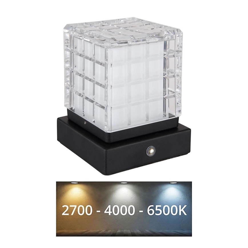 Globo - LED Aptumšojama skārienvadāma galda lampa LED/2,5W/3,7V 2700K/4000K/6500K 1800 mAh USB melna