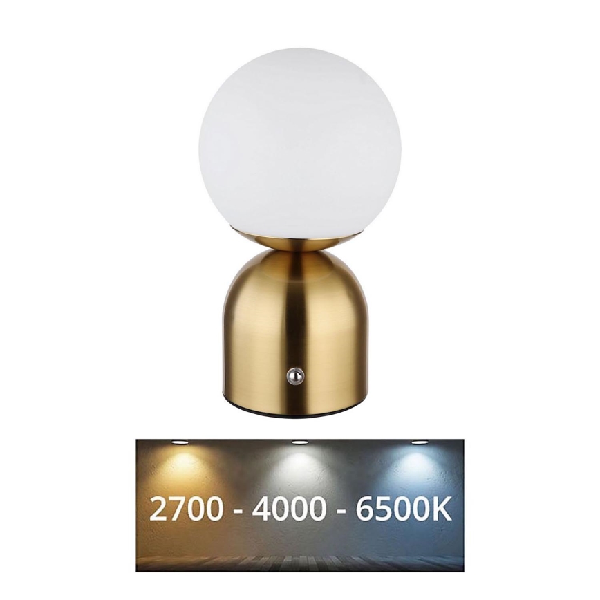 Globo - LED Aptumšojama skārienvadāma galda lampa LED/2,5W/3,7V 2700K/4000K/6500K 1800 mAh USB misiņš