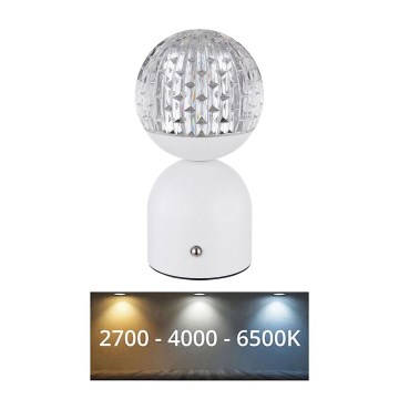 Globo - LED Aptumšojama skārienvadāma galda lampa LED/2W/5V 2700/4000/65000K 1800 mAh balta