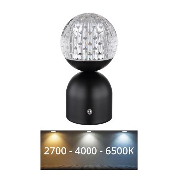 Globo - LED Aptumšojama skārienvadāma galda lampa LED/2W/5V 2700/4000/6500K 1800 mAh melna